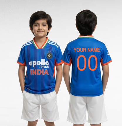Official-Inspired Team India Kids Fan Jersey 2026 (Customizable)