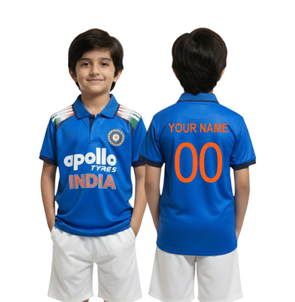 Kids Team India Cricket Jersey – Custom Name &amp; Number